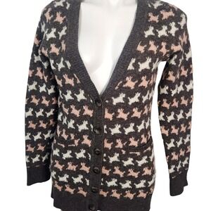 Anthropologie Gray and Pink Patterned Cardigan